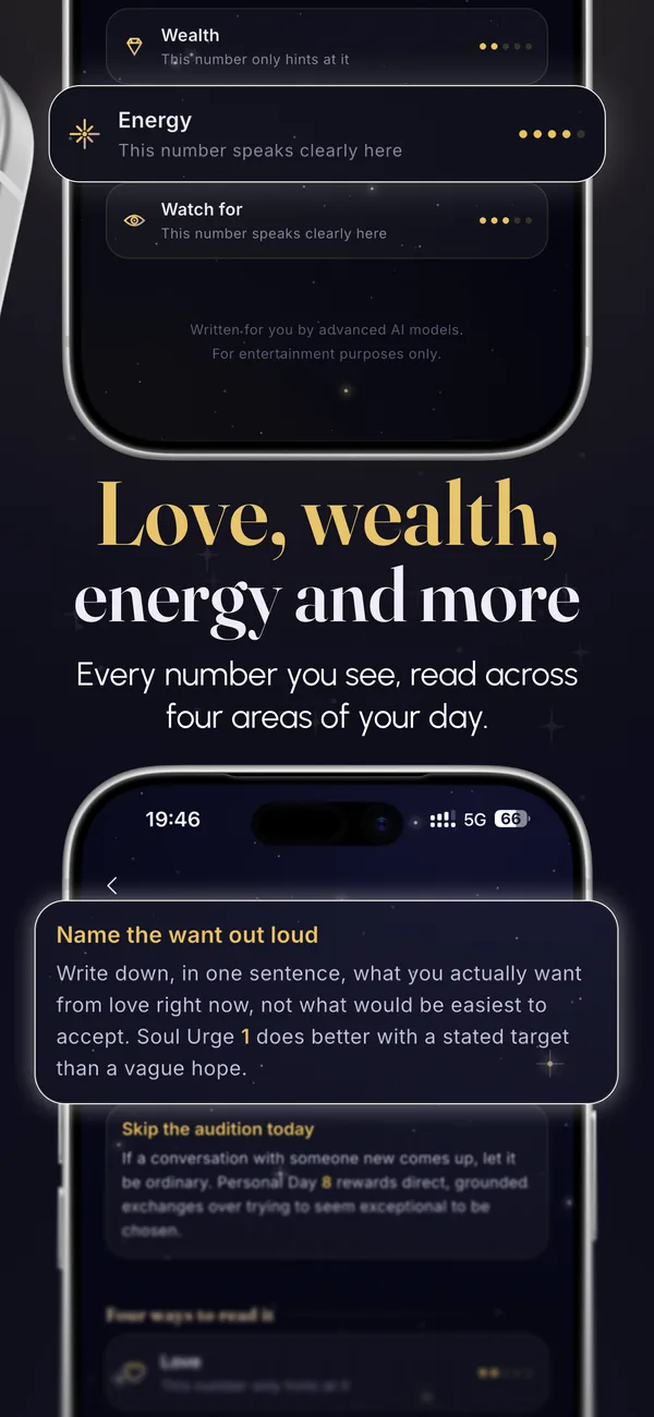 The four areas of a decode: love, wealth, energy and what to watch for
